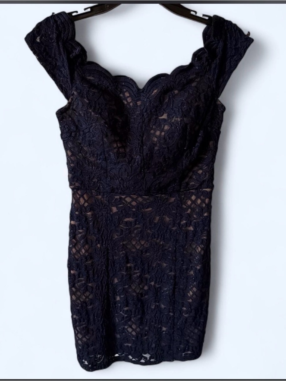 Speechless Navy Sparkle Dress with Nude Lining
